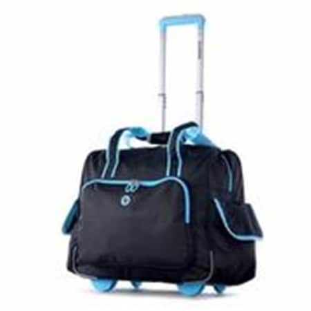 Luggage America Luggage America RT-3500-BK plus BU DELUXE FASHION ROLLING OVERNIGHTER Black & Blue RT-3500-BK+BU